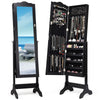 Free-Standing Jewelry Cabinet Lockable Jewelry Shelf W/ Angle Adjustable Mirror