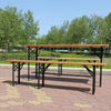 BIRCHTREE Outdoor Wooden Folding Beer Table Bench Set Trestle Garden Steel Leg