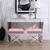 Dressing Table Stool Velvet Sofa Foot Rest Makeup Chair Footstool Chrome Frame
