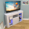 RGB LED Corner TV Unit Stand Cabinet Light Modern White High Gloss Doors & Matt