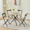 Round Dining Room Table and Folding Chairs Set of 4 for Small Space