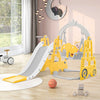 4 in 1 Kids Slide Toddler Slide Climber & Swing Set with Basketball Hoop NS