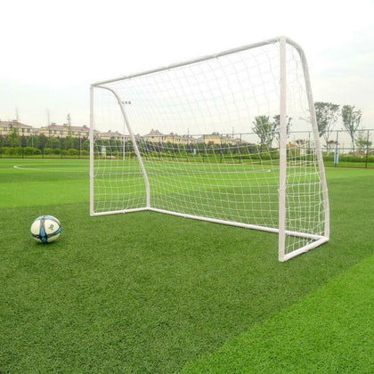 New 8Ft x 5Ft Teens Football Goal Post Soccer Net Set White Outdoor Garden Train