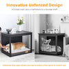 Large Wooden Dog Crate Elevated Dog Bed Pet Cat House End Table wit Soft Cushion