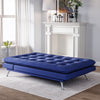 Velvet Fabric Sofa Bed 3 Seater Adjustable Living Room Recliner Couch Sofa Blue