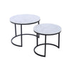Set of 2 Modern Nesting Coffee Table Round Accent Cafe Table White Marble Effect