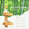 Bamboo Shower Caddy Hanging Bathroom Rack Shower Baskets 2 Shelves 2 Hooks
