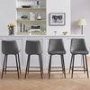 2x Velvet Grey Bar Stool Kitchen Counter Breakfast Chair Pub Restaurant Cafe