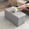 Linen Folding Ottoman Storage Box Pouffe Seat Stool Home Chair Foot Stool Bench
