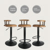 2 PU Breakfast Bar Stools Leather Seat Pub Style Vintage Wood Swivel Adjustable