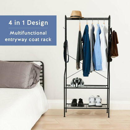 155cm Metal Hat and Coat Stand Hat Jacket Holder Clothes Hanger Umbrella Rack