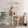 Multi-Layer Wooden Cat Tree 163cm Tall Cat Tower Modern Kitten Activity Center