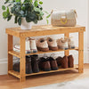 Shoe Bench Bamboo Shoe Rack 3 Tier Shoe Storage Organiser Shelf Stand Natural UK