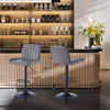 2x Gray Faux Leather Black Metal Base Swivel Bar Stool Height Adjustable Kitchen