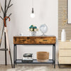 Industrial Console Table Narrow Sofa Side Table Hallway Table w/2-Drawer & Shelf
