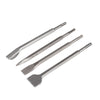 4 PIECES SDS CHISEL SET FOR HAMMER DRILL FLAT POINTED GROOVE GOUGE 250mm MASONRY
