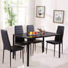 Tempered Glass Dining Table and PU Leather Chairs Set 4 Seater Kitchen Furniture