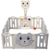 12+2 Panels Baby Playpen Foldable Kids Safety Activity Center & Basketball Hoop