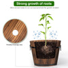3PCS Wooden Planter Barrel Set Garden Patio Nesting Burnt Wood Bucket Planters