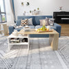 Modern Coffee Table Adjustable Tea Table w/Storage Living Room Home White & Oak