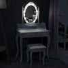 Medieval European Dressing Table with Hollywood LED Lights Mirror Makeup Cabinet