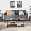 Industrial Wood Coffee Table with Storage Shelf and Metal Frame for Living Room