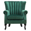 Upholstered Velvet Armchair Queen Anne High Back Oyster Wingback Chair Sofa Seat