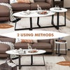 Set of 2 Modern Coffee Nesting Table Set Oval & Round Table Solid Steel Legs