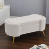 100cm Rectangular Ottoman Footstool Velvet Upholstered Stool w/Golden Metal Legs