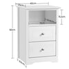White Bedside Cabinet, Nightstand Bedside Table with 2 Drawers Cubby for Bedroom