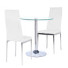 Glass Dining Table And 4X White Padded Chairs Set Office Home Kitchen Furniture