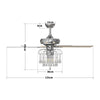 Modern Ceiling Fan Light Home Crystal Pendant LED Lamp With Timer Remote 52 Inch
