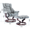 Leather Swivel Chair Recliner Armchair Home Lounge Sofa Chair With Footstool