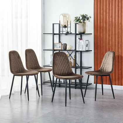 4X Velvet Dining Chairs Side Chair with Metal Legs Padded Seat Living Room Home