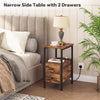 Side Table Bedside Table with Charging Station Nightstand for Small Space