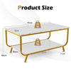 Modern Faux Marble Coffee Table 2-Tier Rectangular Accent Table Chic Cocktail