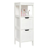 Mondeer White Bathroom Shelf Cabinet Cupboard with Drawers Storage Unit White