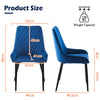 2pcs Faux Leather/Velvet Dining Chairs Soft Padded Metal Legs Restaurant Chair
