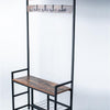 Industrial Metal Coat Rack Shoe Bench Storage Shelves Hooks For Home Living Room