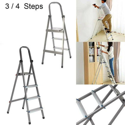 3 4 Tread Step Ladder Folding Aluminum Ladders with Safety Non-Slip Step