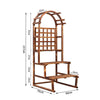 3 Tier Large Wooden Garden Plant Stand with Arch Lattice Trellis Climbing Plants