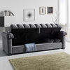 Chesterfield Sofa Bed 3 Seater Click-Clack Double Sleeper With Cushion & Storage