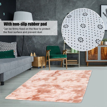 Shaggy Area Rug Fluffy Floor Carpet Hand-Made Tie-Dye Home Interior Decoration