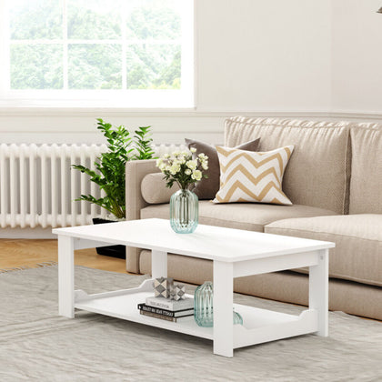 White Finish 80/100/120cm Coffee Table MDF Wood Effect Legs LivingRoom Furniture