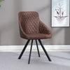 2× Retro Dining Chairs Brown Diamond PU Leather Seat Home Restaurant Chair Set