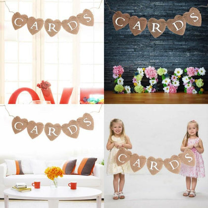 Card Bunting Burlap Hessian Banner Wedding Engagement Baby Shower Décor