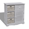 Shabby Chic Wicker Drawers Basket Storage Sideboard Wooden Bedside Cabinet Table