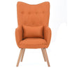 Vintage Fabric Wingback Chair Accent Tub Armchair with Oak Legs Footstool Lounge