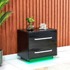2 Drawers LED Light Bedside Table Side Nightstand Storage Organiser High Gloss
