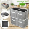4Pcs Non-woven Fabric Square Canvas Foldable Storage Cubes Box Collapsible Grey